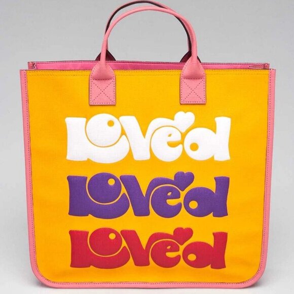 Gucci Pink/Yellow Coated Canvas Rainbow "Loved" Children's Tote Bag - Picture 1 of 12